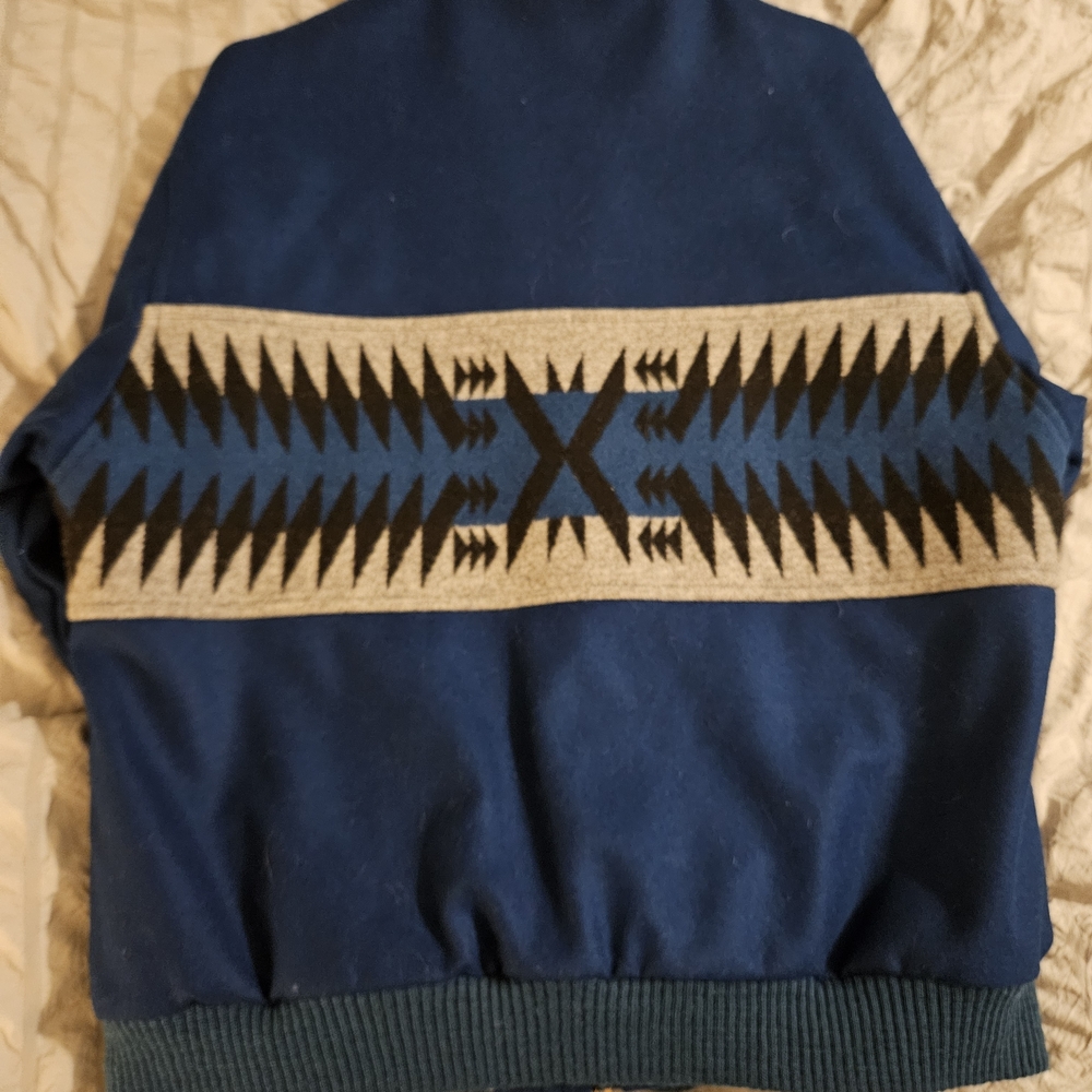 Pendleton Navy and Beige Patterned Zip-Up Wool Jacket - Picture 9 of 9